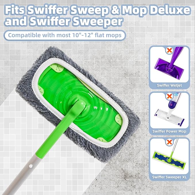 Reusable Dry Sweeping Cloths Microfiber Wet Pads Refill Compatible with Swiffer Sweeper Mop, Machine Washable Sweeping Mop Pads for Use on All Sealed Floors - Stone, Hardwood, Laminate & Tile (6 Grey)