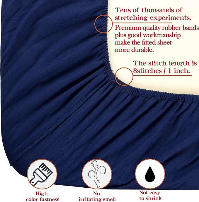 NTBAY Toddler Bedding Set - 4 Piece Soft and Breathable Crib Bedding Set for Boys and Girls, Includes Quilted Comforter, Fitted Sheet, Flat Top Sheet and Envelope Pillowcase, Navy Blue