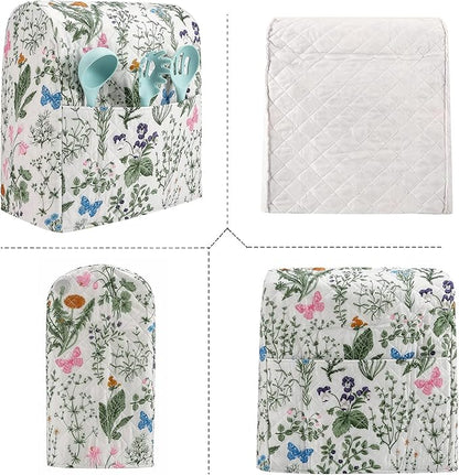 Stand Mixer Cover,Floral and Plants Kitchen Mixer Cover Compatible With 5-8Qt Kitchenaid Hamilton Mixers,Spring Summer Kitchen Decor,Kitchen Aid Mixer Covers,Pioneer Woman Kitchen Aid Mixer Assecories