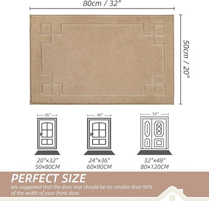 BEQHAUSE Door Mat 20" x 32", Non-Slip Door Mats Indoor Entryway Rugs Washable Low-Profile Absorbent and Stain Resist Floor Mats, Dog Door Mat for Front Back Door, Muddy Wet Shoes & Paws, Beige