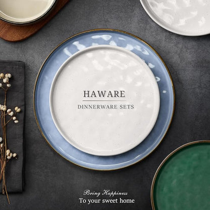 HaWare Dinnerware Sets, 12-Piece Plates and Bowls Set, Stoneware Dish Set