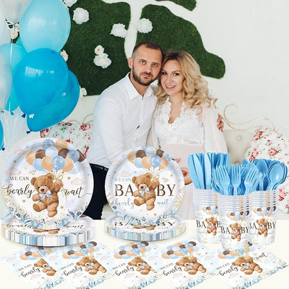 168pcs We Can Bearly Wait Bear Plates Napkins