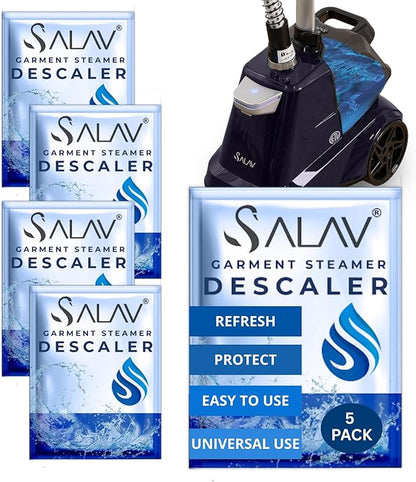 Garment Steamer Descaling Solution Decalcifier Packets for Mineral Deposits and Build-up Removal, Maintenance for Clothes, Works with all Garment Steamer Brands, Cleans Build Up, 5 packs
