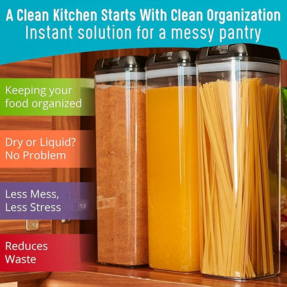 Airtight Food Storage Containers Durable Food Containers to Keep Food Fresh – Tidy Your Kitchen Using Our Pantry Storage – Airtight Containers for Organizing - 3pc set