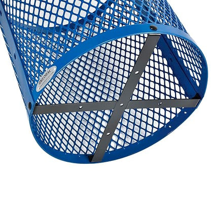Global Industrial 36 Gallon Outdoor Steel Trash Can with Dome Lid, Plastic Liner and Anchor Kit Included, 23-1/2" Diameter x 40" H, Powder Coat Finish, Unassembled, Blue