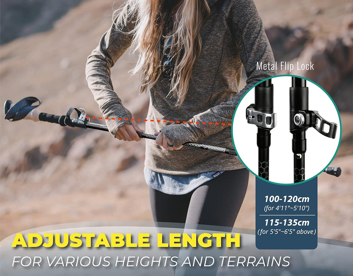 Trekology Trek-Z Collapsible Hiking & Trekking Poles - Balance Support for Seniors, Women, and Men, 2pc Per Set