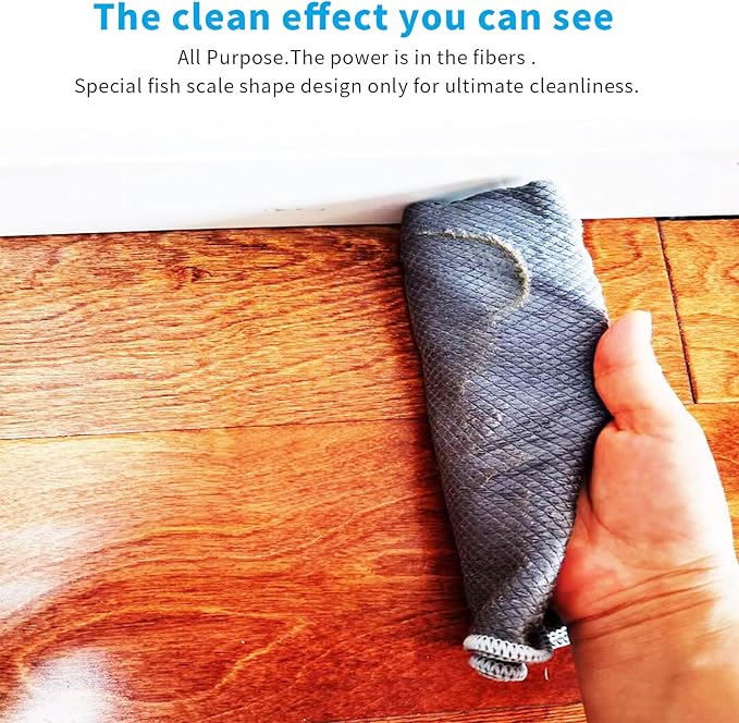 Nanoscale Cleaning Cloth,Easy Clean Fish Scale Microfiber Glass Cleaning Cloths Streak Free for Window Car Mirrors Windshield Lint Free Microfiber Polishing Cleaning All-Purpose Towel Pack of 6(Green)