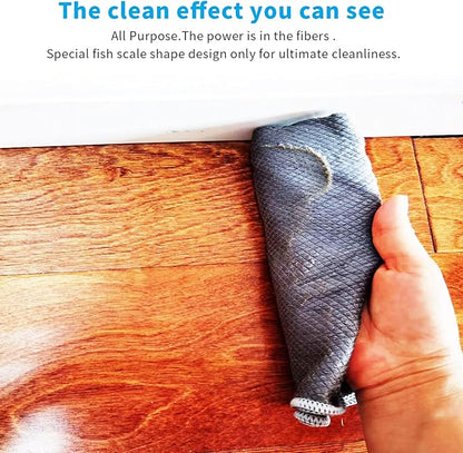 Easy Clean Fish Scale Nanoscale Cleaning Cloth,Streak Free Microfiber Glass Cleaning Cloths for Window Mirrors Windshields,Lint Free Microfiber Polishing Cleaning All-Purpose Towel Pack of 6(Purple)