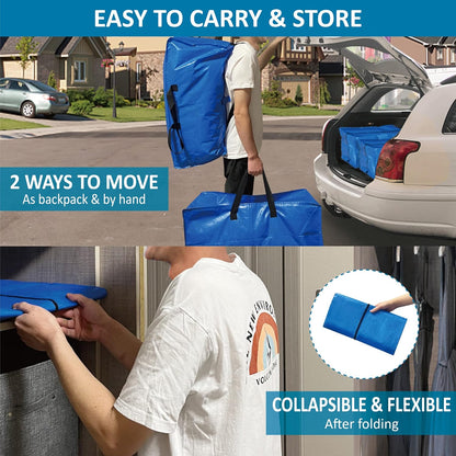 20 Pack Heavy Duty Extra Large Moving Totes with Backpack Straps & Large Vacuum Storage Bags - Space Saving, Fold Flat, Includes Vacuum Bags