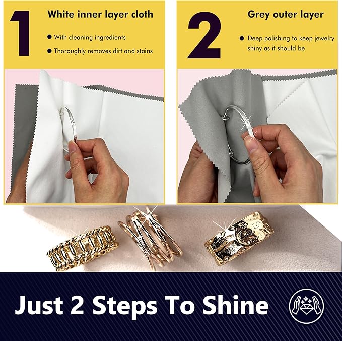 XIAOXINGYUN 10 PCS Silver polishing Cloth,Jewelry Cleaning Cloth for Sterling Silver, Multi-Layer Silver Jewelry Cleaner Cloth Keep Jewelry Cleaning and Shiny (6'' x 8''*10Pcs)…