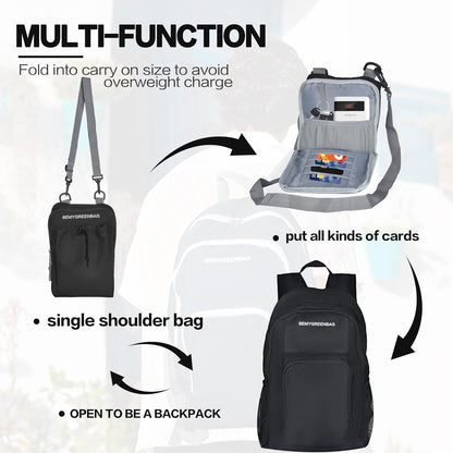 35L Foldable Waterproof Backpack For Outdoor Sports Travel Inside Wet Clothes Compartment Packable For Multiple