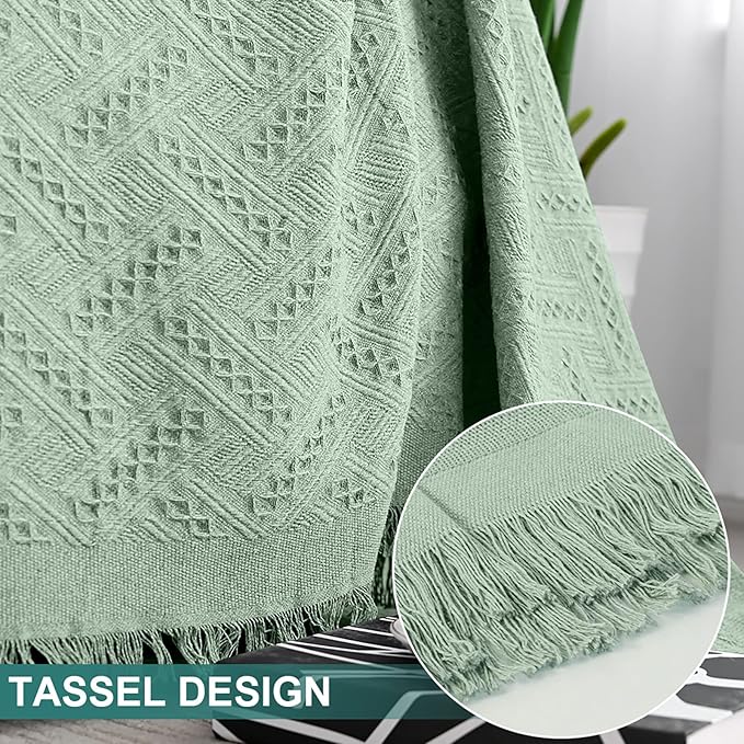 MYSKY HOME Sofa Covers for 2 Cushion Couch Geometrical Couch Cover Living Room Sofa Throws Sofa Slipcovers for Pets, Kids (X-Large, 71" x 118", Sage)