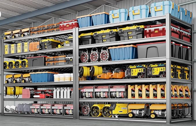 60" Wide Heavy Duty Garage Shelving Adjustable 6 Tier Garage Storage Shelves 3900LBS Metal Shelving Unit Industrial Utility Shelf, 84" H x 60" W x 24" D, 2 Pack