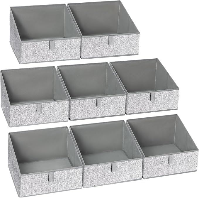 DIMJ Trapezoid Storage Bins, Closet Storage Bins with Handle, Foldable Closet Organizers and Storage Baskets for Toys, Books, Clothes, 8 Packs