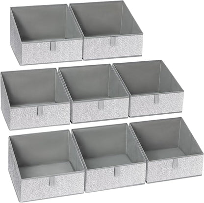 DIMJ Trapezoid Storage Bins, Closet Storage Bins with Handle, Foldable Closet Organizers and Storage Baskets for Toys, Books, Clothes, 8 Packs