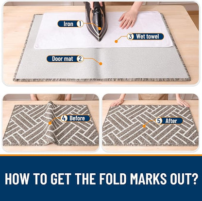OLANLY Indoor Door Mat, 36x24 Inch, Dirt Resistant and Absorbent, Non-Slip Rubber Backing Floor Mats, Easy Clean Low-Profile Doormat for Entryway, Front Door, and Inside Entrance, Khaki
