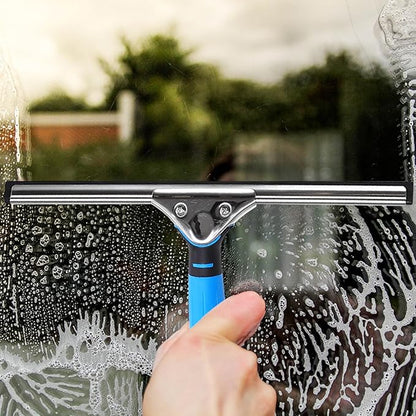 Squeegee for Window Cleaning,Window Cleaning Squeegee kit with Bucket&Microfiber Scrubber,Bathroom,Shower Doors,Mirrors,Tiles,and Car Windows Blue