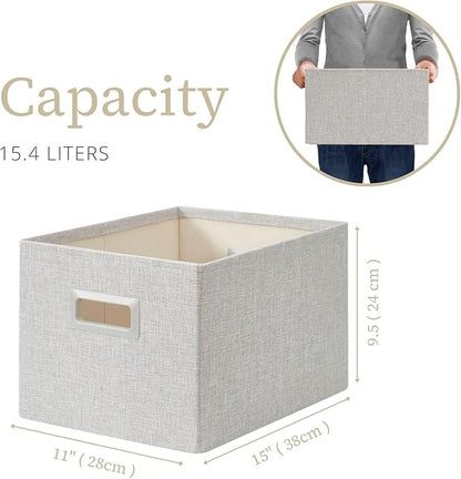 DECOMOMO Storage Bins for Shelves Robust Fabric Closet Bins for Shelves Toy Storage Clothes Books (Pack of 3 – Light Grey)