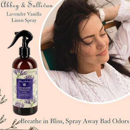 Abbey & Sullivan Odor Eliminating and Refreshing Linen and Room Spray, Lavender Vanilla, 16 oz.