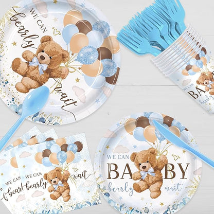168pcs We Can Bearly Wait Bear Plates Napkins