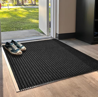 SRDDQLC Door Floor Mat Commercial Grade Large Size Heavy Duty Tough Entry Collection Slip Skid Entrance Mat with Rubber Backing Low Profile and Easy to Clean Indoor Outdoor Rug,3x5FT,Black
