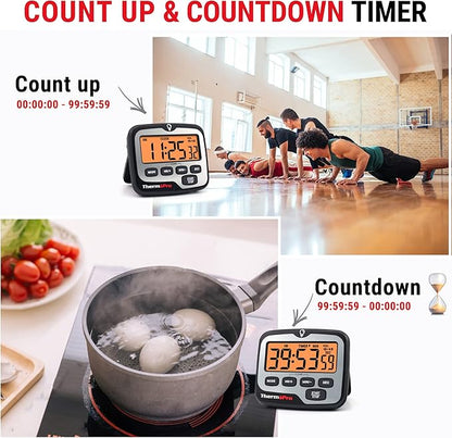 ThermoPro TM01 Kitchen Timers for Cooking with Count Up Countdown Timer, Digital Timer for Kids Students with Touch Backlight, Study Timers for Classroom Teacher Supplies