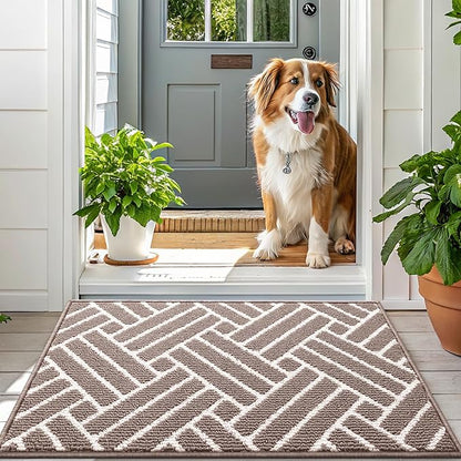 OLANLY Indoor Door Mat, 48x32 Inch, Dirt Resistant and Absorbent, Non-Slip Rubber Backing Floor Mats, Easy Clean Low-Profile Doormat for Entryway, Front Door, and Inside Entrance, Brown