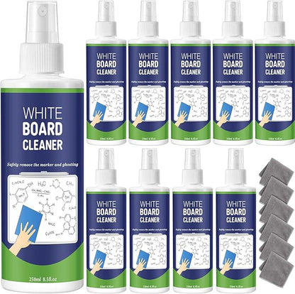 10 Pack Whiteboard Cleaner Spray 8.5oz Dry Erase Board Cleaner with 6 Cloths Non Toxic Dry Erase Cleaner Removes Stubborn Marks from Whiteboards