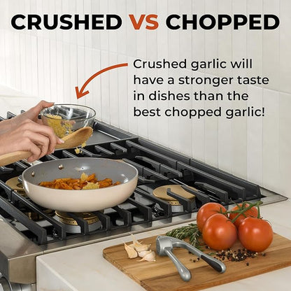 Zulay Kitchen Premium Garlic Press - Durable Garlic Masher with Soft, Easy to Squeeze Handle - Garlic Mincer Tool - Sturdy Easy to Clean Garlic Crusher (Slate Gray)
