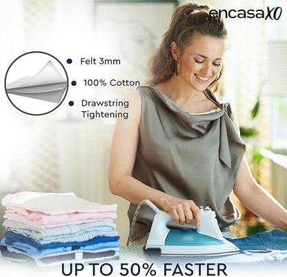 Encasa XO Ironing Board Cover and Pad 54"x15" - Thick 3mm Felt Padding, Drawstring Tightening & Lock, Easy Fit, Scorch & Stain Resistant, Fits Standard Large Ironing Board - Blue Moon