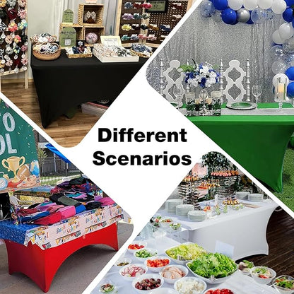 Trlyc 1 Pack 4FT Spandex Table Cloth - 48 x 30 Inch Rectangular Stretch Tablecloth, Wrinkle Resistant Scretch Table Cover for Wedding, Party, Banquet, Picnic, Outdoor Decoration (1Pcs,Green)