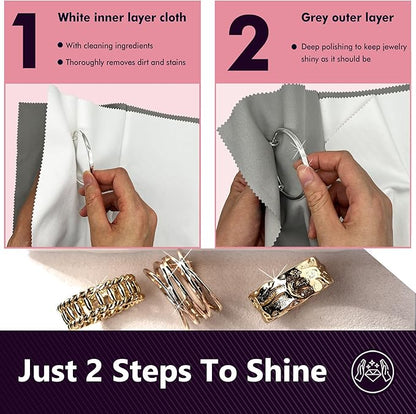 4 PCS Silver polishing Cloth,Jewelry Cleaning Cloth for Sterling Silver, Multi-Layer Silver Jewelry Cleaner Cloth Keep Jewelry Cleaning and Shiny (11'' x 14''*1Pcs, 6'' x 8''*3Pcs) (4PCS)