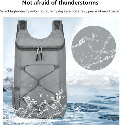 16L Hiking Daypack Lightweight Foldable Travel Backpack Water Repellent Camping Outdoor Packable Easy Carry-on Bag (Gray)