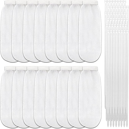 64-Piece Lint Trap and Cable Ties Set for Washing Machine, Includes 16 Nylon Mesh Lint Traps and 48 Cable Ties, Easy and Effective Lint Filtration (White)