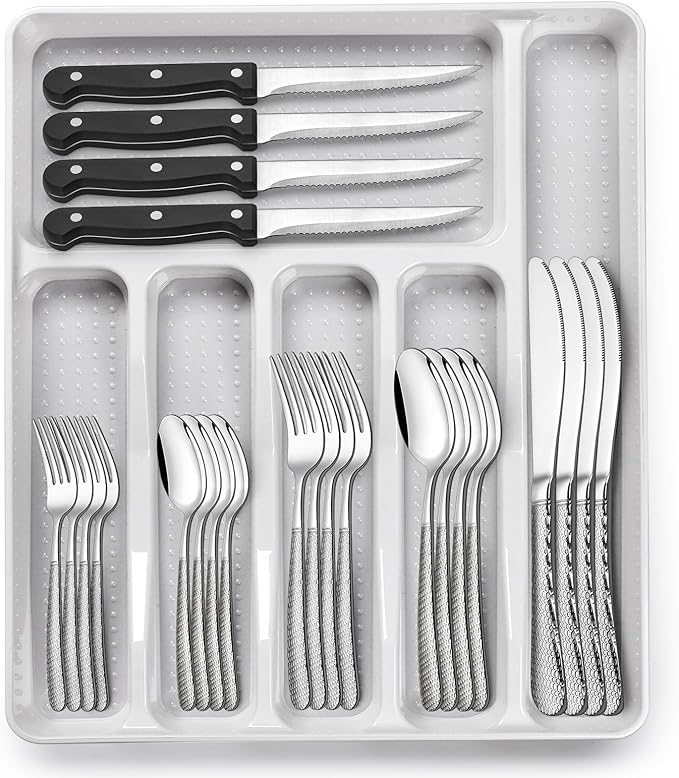 49-Piece Hammered Silverware Set