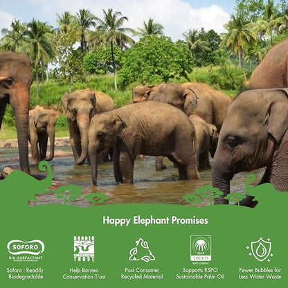 Happy Elephant Fabric Softener, White Tea & Fig Scent, Natural Biodegradable Liquid Fabric Softener, Plant Based, Softens Clothes & Reduces Static, Gentle on Skin, HE Compatible, 64 Fl Oz, 1 Pack