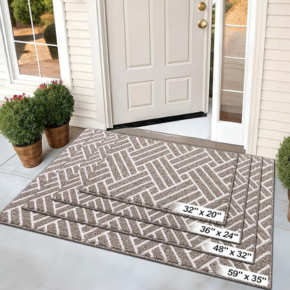 OLANLY Runner Indoor Door Mat, 47x23 Inch, Dirt Resistant and Absorbent, Non-Slip Rubber Backing Floor Mats, Easy Clean Low-Profile Doormat for Entryway, Front Door, and Inside Entrance, Khaki