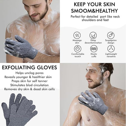 Yiclick Heavy Exfoliating Gloves, Exfoliating Body Scrubber for Bath Shower Exfoliation, Body Scrub Exfoliator for Dead Skin Remover, Exfoliate Sponge Loofah Washcloth Mitt Men Women