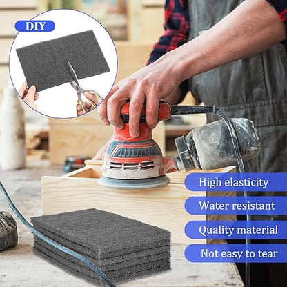 50 Pcs 7447 Fine General Purpose Scuff Pads 6 X 9 Inch Abrasive Hand Sanding Non-Woven Aluminum Oxide Abrasive Pads Set for Surface Preparation Scuffing Scouring Blending Cleaning (Gray)