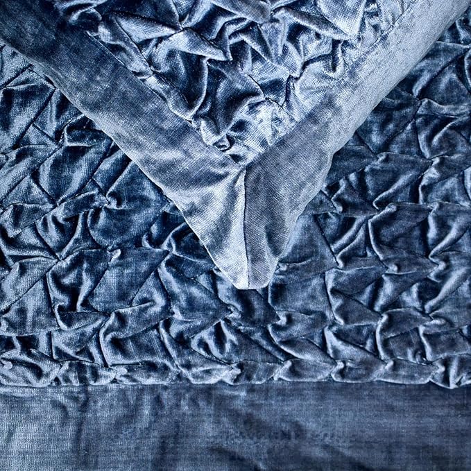 The HomeCentric Blue Bed Runner for King/Queen/Twin Velvet Decorative Bed Scarf 53"x18" Bed Runner Without Pillow Cover, Solid Bed Scarf Bedroom Décor Accent - Sapphire Knots