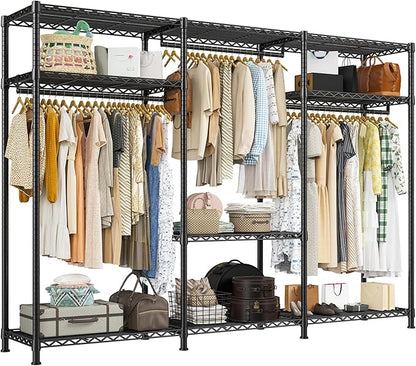 Raybee Clothes Rack Heavy Duty Load 795LBS Portable Clothing Racks for Hanging Clothes Adjustable Garment Rack, 56" W X16 D X 75.5" H Black