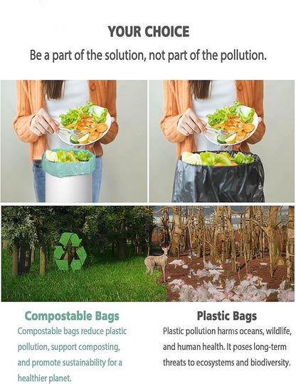 4-6 Gallon Small Trash Bags Compostable Trash Bags,AYOTEE 60 Count Ultra Strong Unscented Garbage Bag Mini TrashBags Waste Basket Liners for Bathroom, Kitchen,Bedroom, Office, Pet, Car(Green)