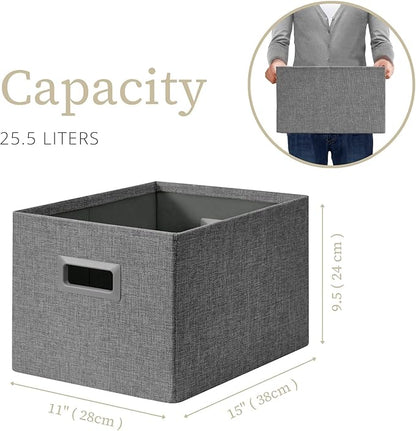 DECOMOMO Storage Bins for Shelves Robust Fabric Closet Bins for Shelves Toy Storage Clothes Books (Pack of 3 – Charcoal)