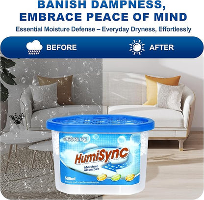 Moisture Absorbers 6 Pack, 16.9oz., Portable Humidity Absorber Boxes for Bathroom, Closet, Kitchen, Dehumidifiers, Attract and Trap Excess Moisture, Convenient and Effective, Blue