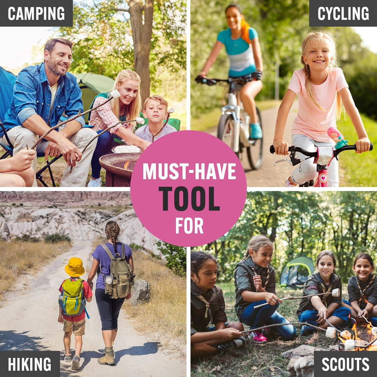Pink Multitool 15-in-1 for Mom, Wife, Daughter, Grandma, Practical EDC Multi Tool Pliers, Pocket Knife with Safety-Locking, Great for Hiking, Camping, Simple Repairs, Car Glove Box