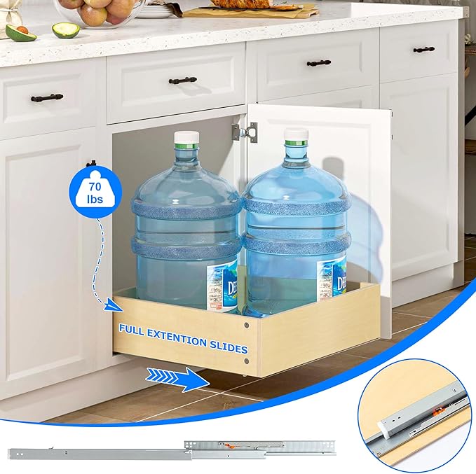 WelFurGeer Soft Close Pull Out Cabinet Organizer, 29" W x 22" D Heavy-Duty Pull-Out Cabinets Drawers, Smooth Slide-Out Shelf for Kitchen Cabinets, Space-Saving Cabinet Organizer with Easy Installation