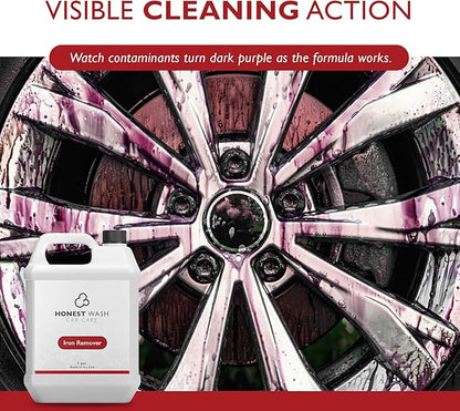 Honest Wash Iron Remover Car Detailing – Powerful Solution for Dissolving Brake Dust, Dirt, and Grime | Visible Reaction for Deep Cleaning | Safe for All Wheel and Surface Types (128 Fl Oz)