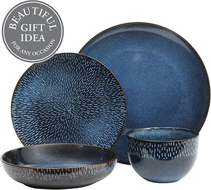 Gibson Elite Matisse 16-Piece Dinnerware Set – Double Bowl Reactive Glaze