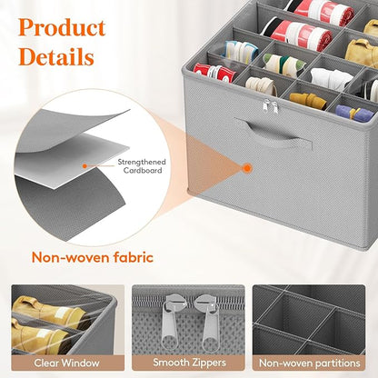 Lifewit Shoe Storage Organizer for Closet Fits 12-16 Pairs, Fabric Large Shoe Box Storage Containers with Clear Cover, Foldable Bins Fit for Boots Sneakers 17"(L) x 17"(W) x 12.5"(H) 1 Pack Light Gray