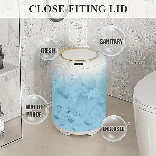 Automatic Motion Sensor Bathroom Trash Can with Lid, 3 Gallon Touchless Trash Bin, Smart Plastic Electric Garbage Cans Small White Wastebasket for Office, rv, Bedroom, Living Room